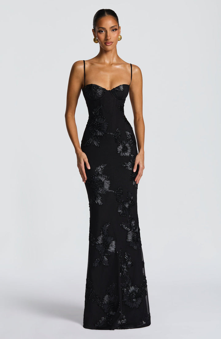 Brooklyn | Women's Floral Embroidered Maxi Wedding Guest Dress