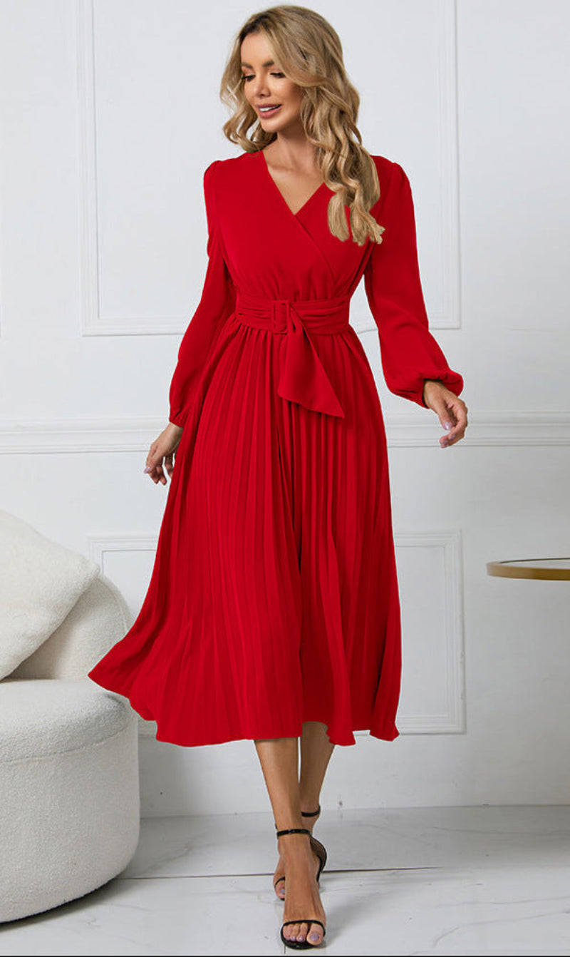 Danielle | Women's Long Sleeve Midi Wedding Guest Dress