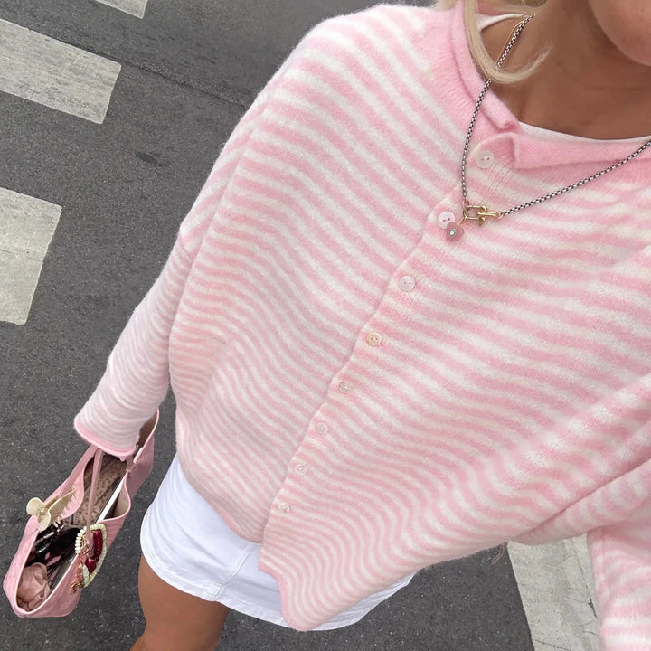 Brooklyn | Women's Striped Button Front Cardigan Sweater