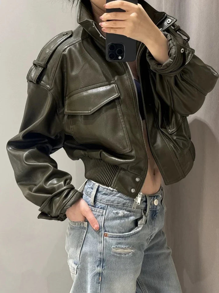 Chloe | Women's Zip Up Biker Style Jacket