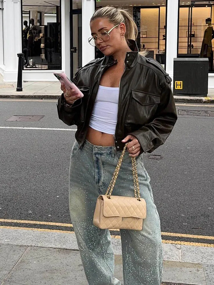 Chloe | Women's Zip Up Biker Style Jacket
